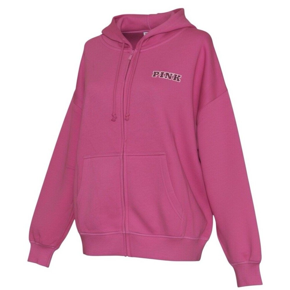 Victoria’s Secret PINK NWT Full Zip Hoodie Womens Large Varsity P Back Pink